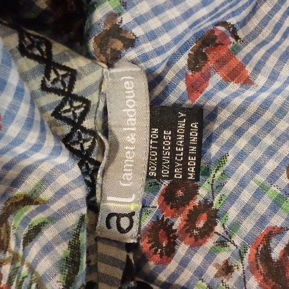 🔥🔥🔥Anthropologie amet & ladoue wrap sarong scarf birds gingham 78 × 28 - Picture 14 of 14